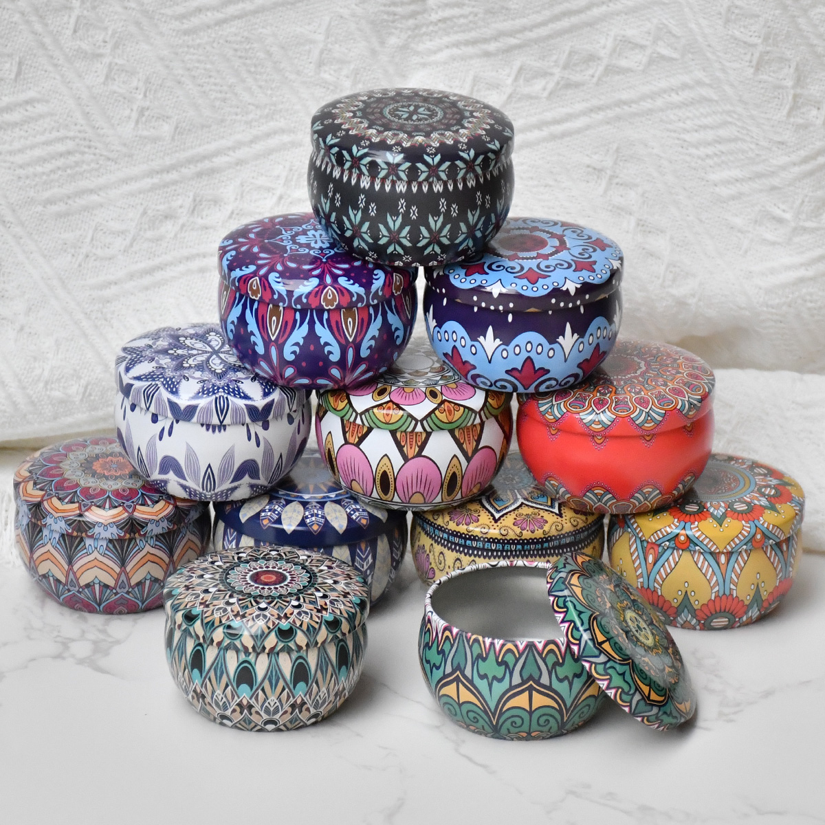 Candle Making Jug - 12pcs Mixed Color Iron Candle Tin