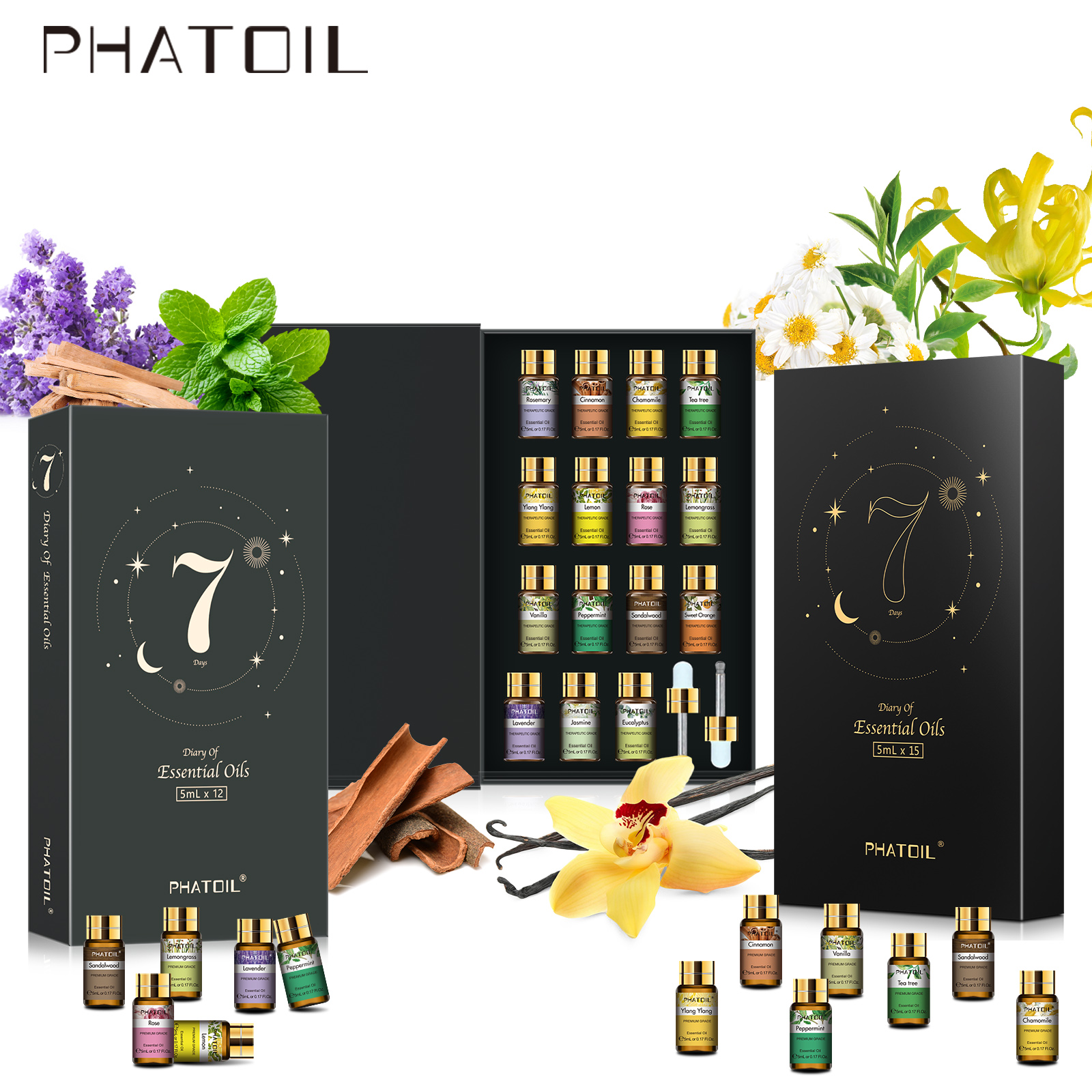 Candle Making Oils - PHATOIL 12pcs/15pcs Aromatherapy Essential Oil Set-5ml