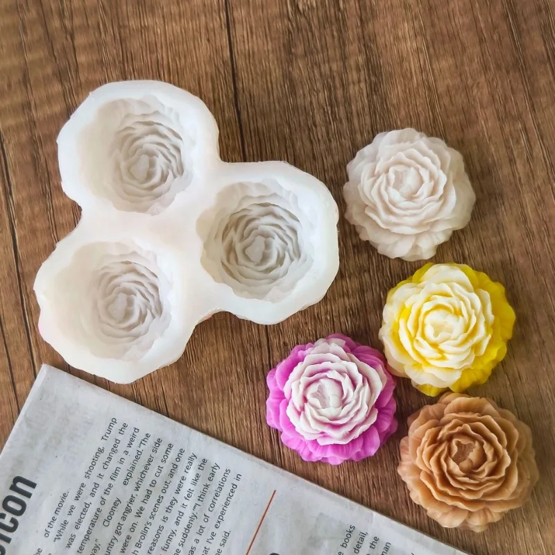 Candle Making Accessories - Peony Flower Candle Silicone Mold 3D