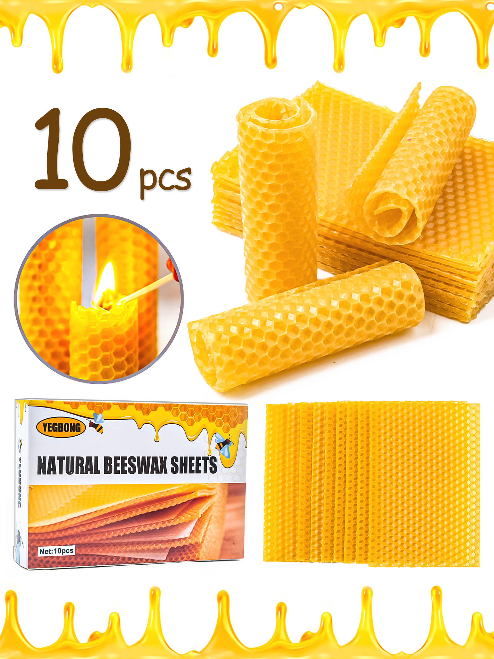 10Pcs Natural Honeycomb Bee Wa – обзор и цена Candle Making Accessories